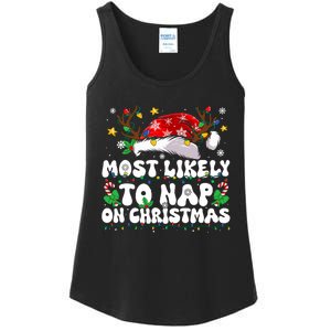 Funny Family Christmas Most Likely To Nap On Christmas Ladies Essential Tank