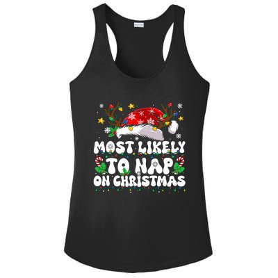 Funny Family Christmas Most Likely To Nap On Christmas Ladies PosiCharge Competitor Racerback Tank