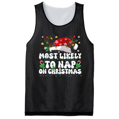 Funny Family Christmas Most Likely To Nap On Christmas Mesh Reversible Basketball Jersey Tank