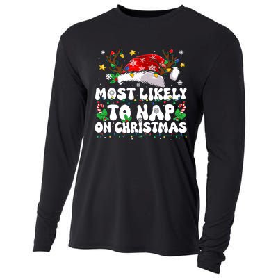 Funny Family Christmas Most Likely To Nap On Christmas Cooling Performance Long Sleeve Crew