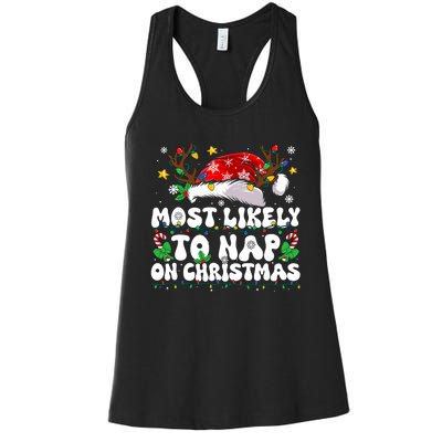 Funny Family Christmas Most Likely To Nap On Christmas Women's Racerback Tank