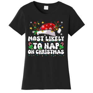 Funny Family Christmas Most Likely To Nap On Christmas Women's T-Shirt