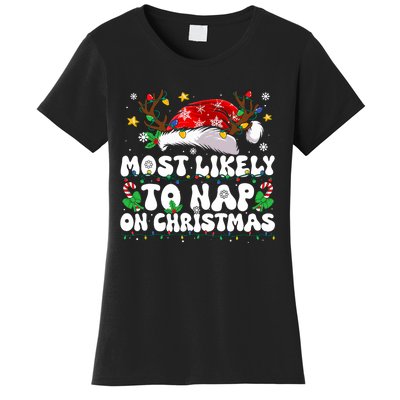 Funny Family Christmas Most Likely To Nap On Christmas Women's T-Shirt