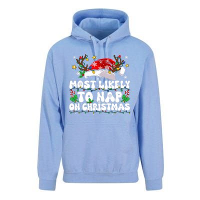 Funny Family Christmas Most Likely To Nap On Christmas Unisex Surf Hoodie