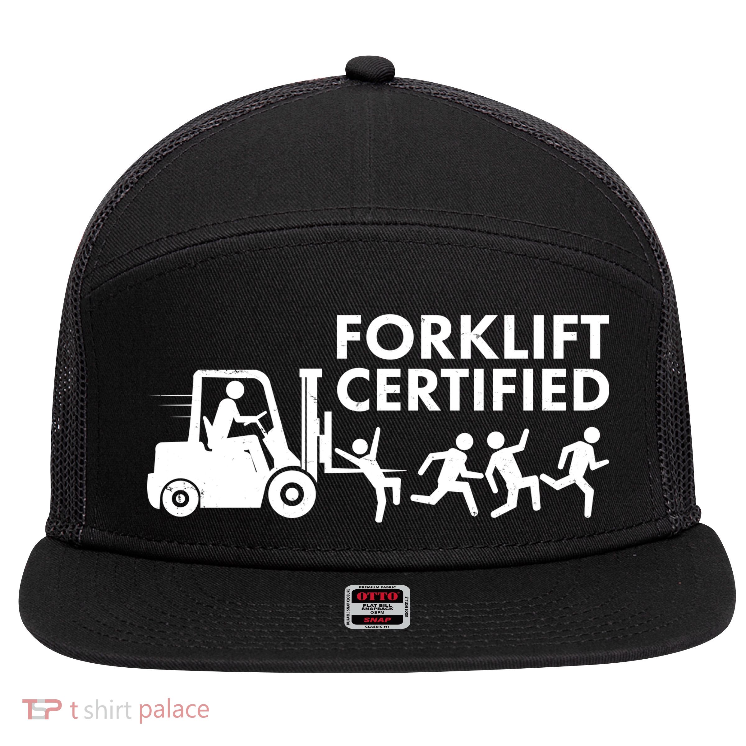 Funny Forklift Certified 7 Panel Mesh Trucker Snapback Hat