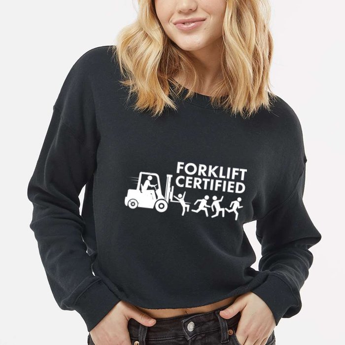 Funny Forklift Certified Cropped Pullover Crew