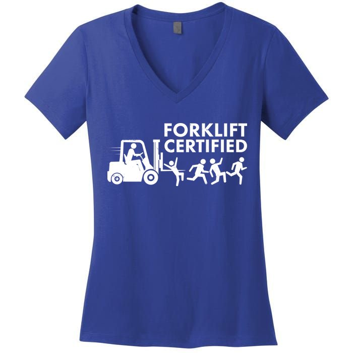 Funny Forklift Certified Women's V-Neck T-Shirt