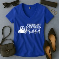 Funny Forklift Certified Women's V-Neck T-Shirt
