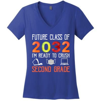 Funny Future Class Of 2032 Im Ready To Crush Second Grade Cool Gift Women's V-Neck T-Shirt