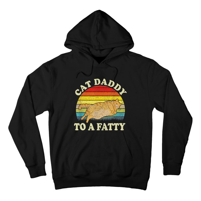 Funny Fat Chonk Dad Cat Daddy To A Fatty Retro Cat Dad Hoodie