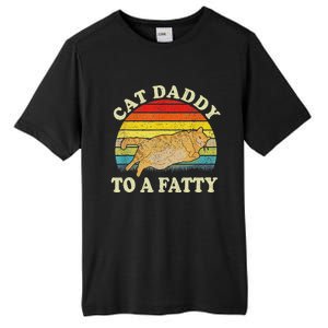 Funny Fat Chonk Dad Cat Daddy To A Fatty Retro Cat Dad Tall Fusion ChromaSoft Performance T-Shirt