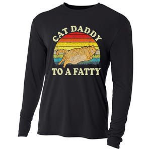 Funny Fat Chonk Dad Cat Daddy To A Fatty Retro Cat Dad Cooling Performance Long Sleeve Crew