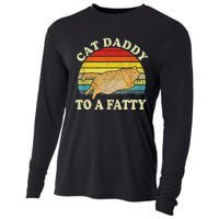 Funny Fat Chonk Dad Cat Daddy To A Fatty Retro Cat Dad Cooling Performance Long Sleeve Crew