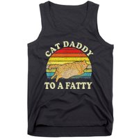 Funny Fat Chonk Dad Cat Daddy To A Fatty Retro Cat Dad Tank Top