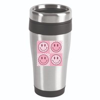 Funny Face Checkered Pattern Smile Face Meme Trendy 16oz Travel Tumbler