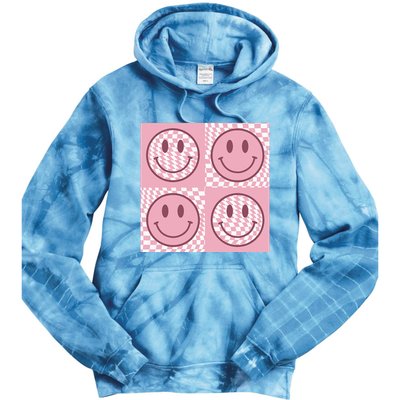 Funny Face Checkered Pattern Smile Face Meme Trendy Tie Dye Hoodie