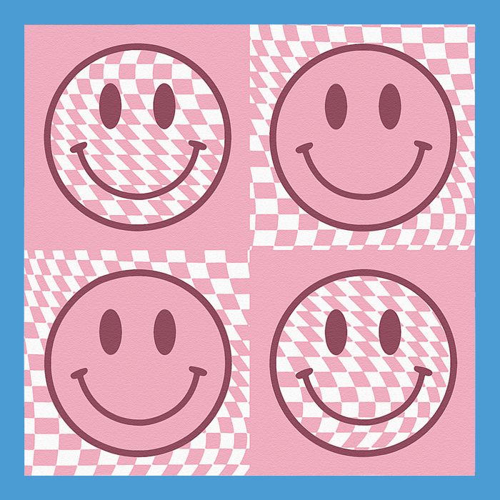 Funny Face Checkered Pattern Smile Face Meme Trendy Tie Dye Hoodie