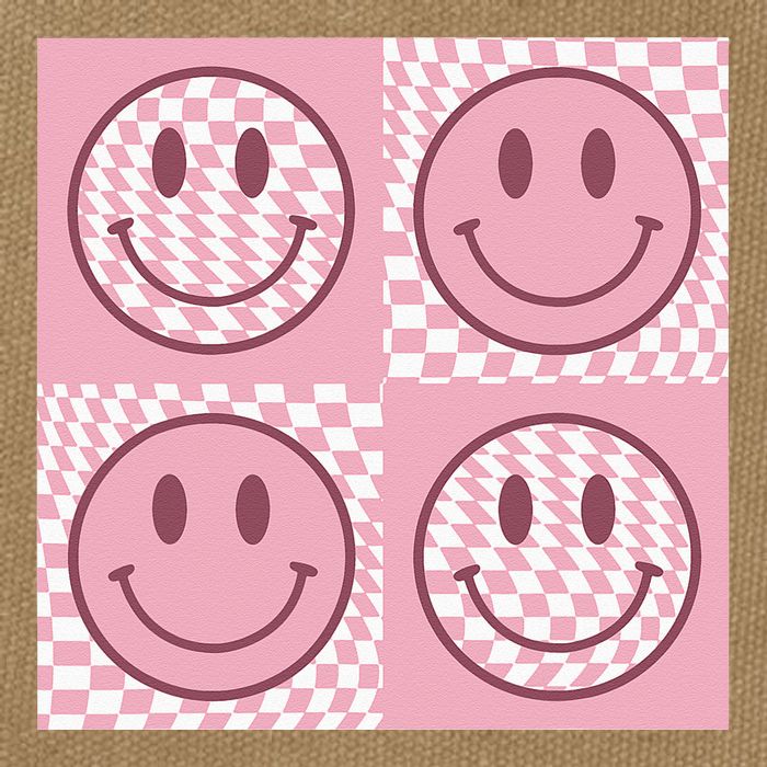 Funny Face Checkered Pattern Smile Face Meme Trendy Cotton Canvas Backpack