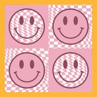 Funny Face Checkered Pattern Smile Face Meme Trendy Pom Pom 12in Knit Beanie