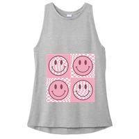 Funny Face Checkered Pattern Smile Face Meme Trendy Ladies PosiCharge Tri-Blend Wicking Tank