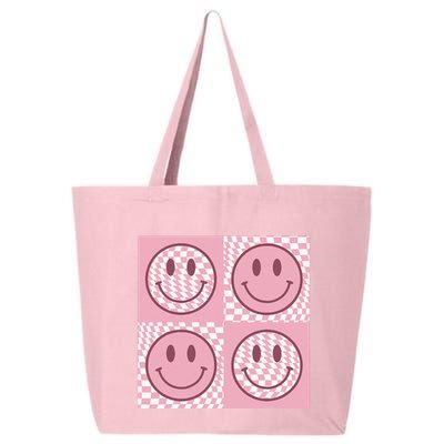 Funny Face Checkered Pattern Smile Face Meme Trendy 25L Jumbo Tote