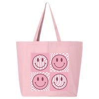 Funny Face Checkered Pattern Smile Face Meme Trendy 25L Jumbo Tote