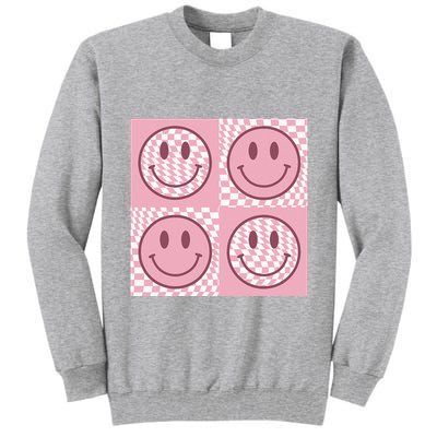Funny Face Checkered Pattern Smile Face Meme Trendy Tall Sweatshirt