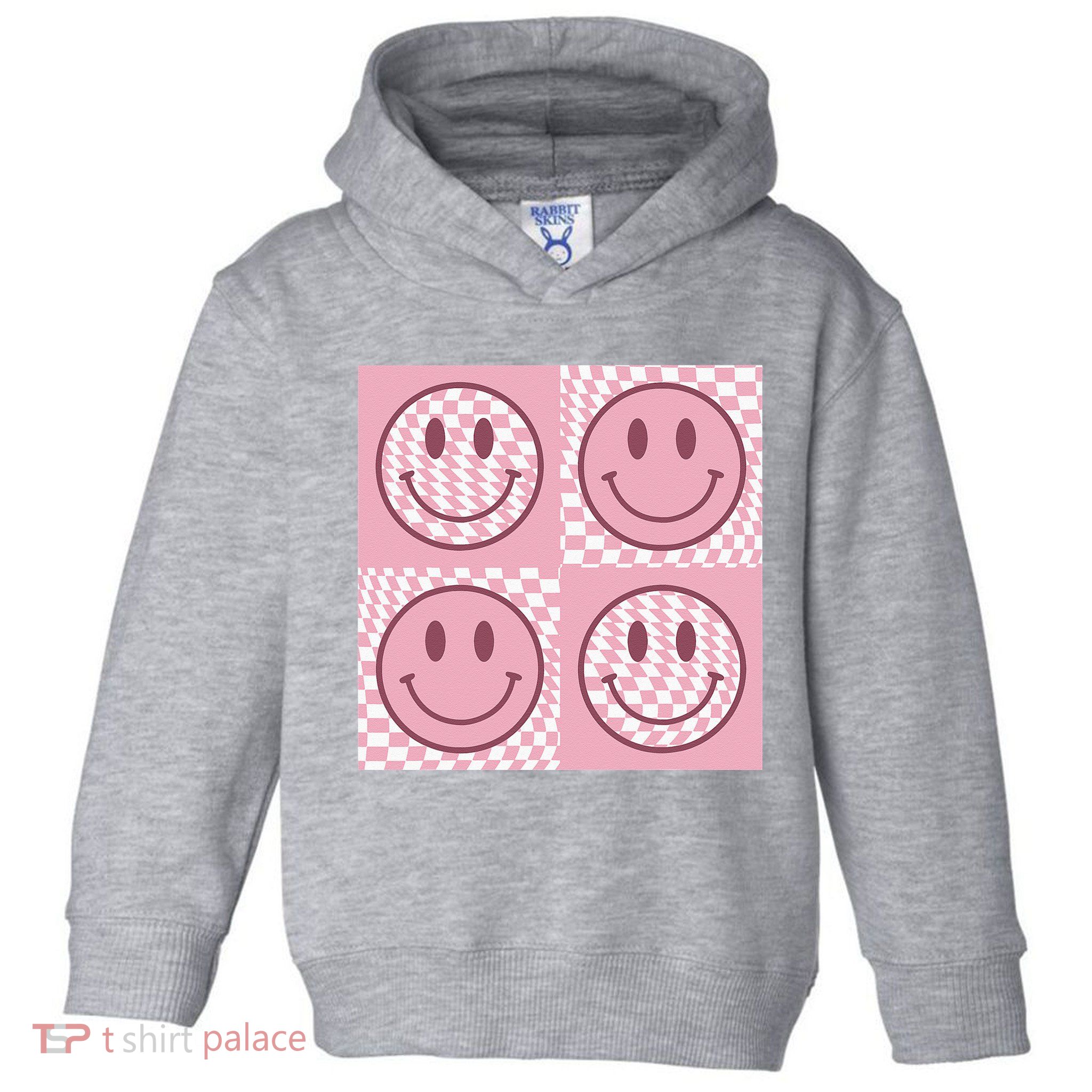 Funny Face Checkered Pattern Smile Face Meme Trendy Toddler Hoodie