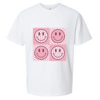 Funny Face Checkered Pattern Smile Face Meme Trendy Sueded Cloud Jersey T-Shirt