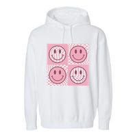 Funny Face Checkered Pattern Smile Face Meme Trendy Garment-Dyed Fleece Hoodie
