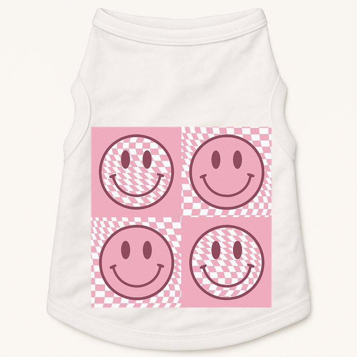 Funny Face Checkered Pattern Smile Face Meme Trendy Doggie Tank