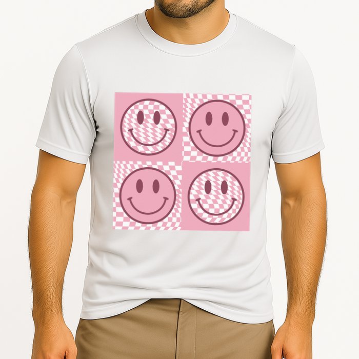 Funny Face Checkered Pattern Smile Face Meme Trendy Performance Shirt