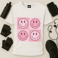 Funny Face Checkered Pattern Smile Face Meme Trendy Performance Shirt