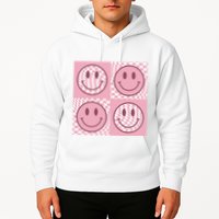 Funny Face Checkered Pattern Smile Face Meme Trendy Hoodie