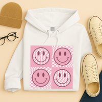 Funny Face Checkered Pattern Smile Face Meme Trendy Hoodie