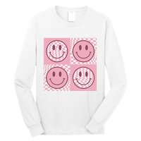 Funny Face Checkered Pattern Smile Face Meme Trendy Long Sleeve Shirt