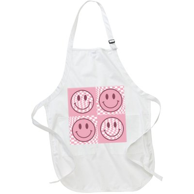 Funny Face Checkered Pattern Smile Face Meme Trendy Apron