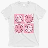 Funny Face Checkered Pattern Smile Face Meme Trendy T-Shirt