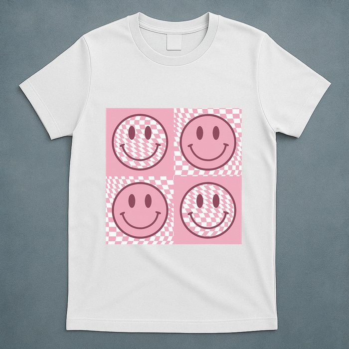 Funny Face Checkered Pattern Smile Face Meme Trendy T-Shirt