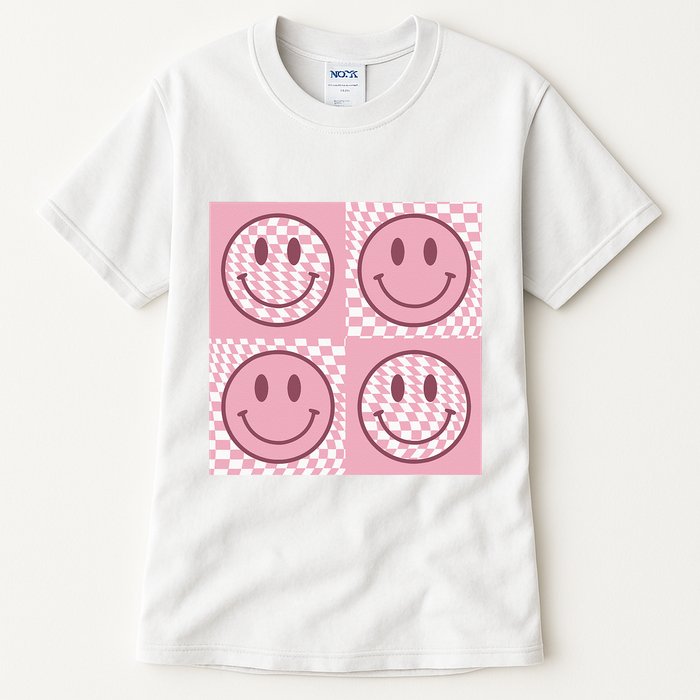 Funny Face Checkered Pattern Smile Face Meme Trendy Tall T-Shirt