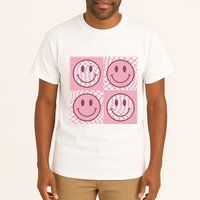 Funny Face Checkered Pattern Smile Face Meme Trendy Tall T-Shirt
