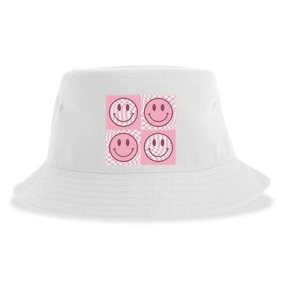 Funny Face Checkered Pattern Smile Face Meme Trendy Sustainable Bucket Hat