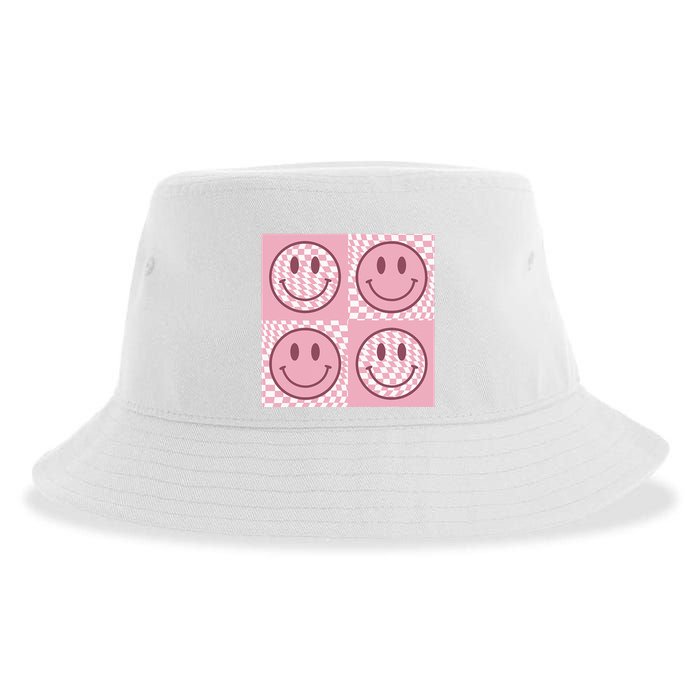 Funny Face Checkered Pattern Smile Face Meme Trendy Sustainable Bucket Hat