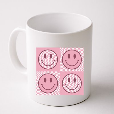Funny Face Checkered Pattern Smile Face Meme Trendy Mug