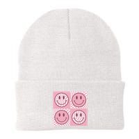 Funny Face Checkered Pattern Smile Face Meme Trendy Beanie