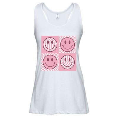 Funny Face Checkered Pattern Smile Face Meme Trendy Ladies Essential Flowy Tank