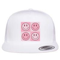 Funny Face Checkered Pattern Smile Face Meme Trendy Flatbill Hat