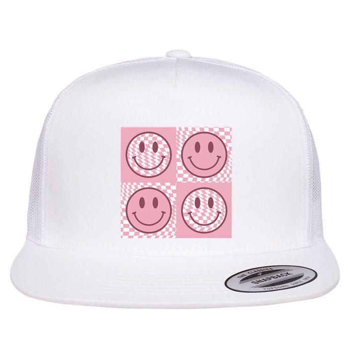 Funny Face Checkered Pattern Smile Face Meme Trendy Flatbill Hat