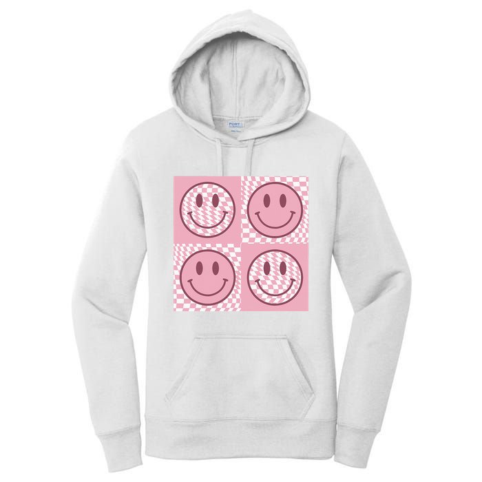 Funny Face Checkered Pattern Smile Face Meme Trendy Women's Pullover Hoodie