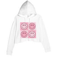 Funny Face Checkered Pattern Smile Face Meme Trendy Crop Fleece Hoodie